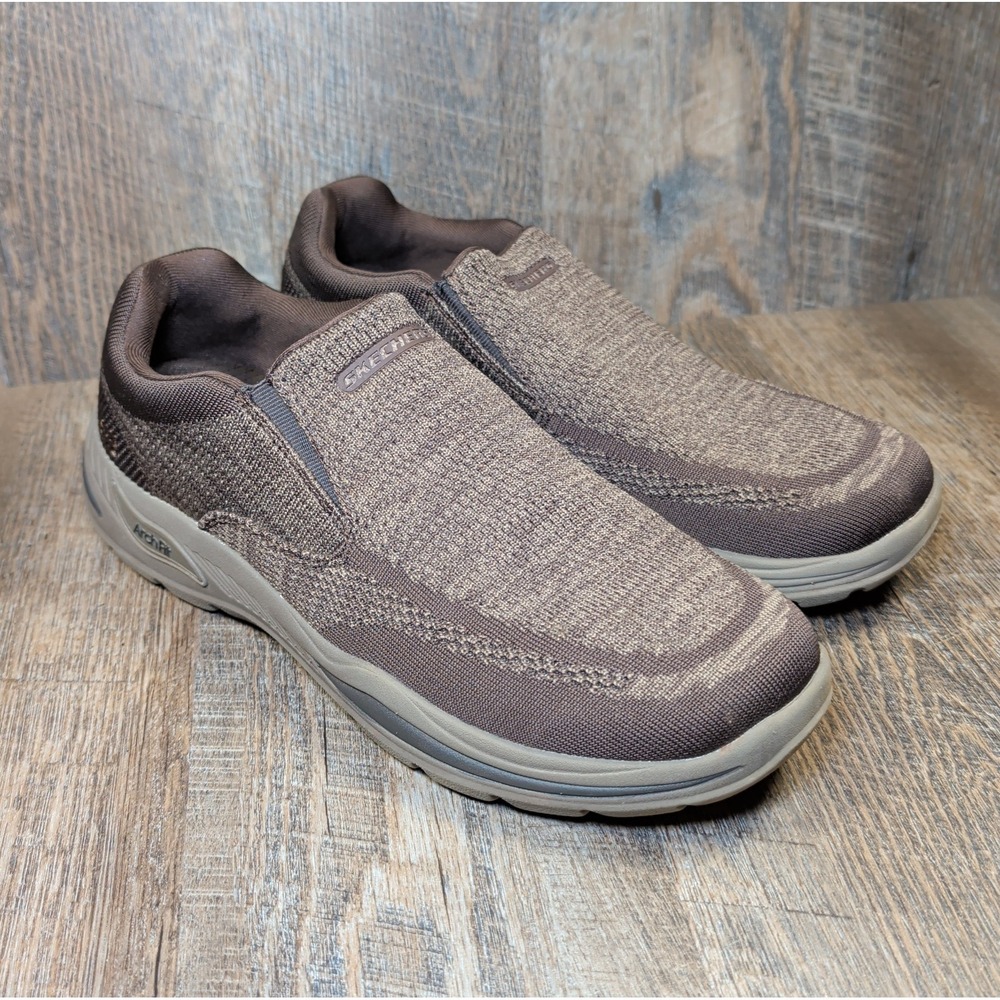 Skechers Mens Arch Fit Motley Vaseo Brown Slip-On Shoes 204495 Size 11.5 Loafers